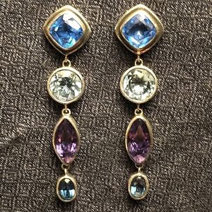 Stunning multi stone SS dangling earrings